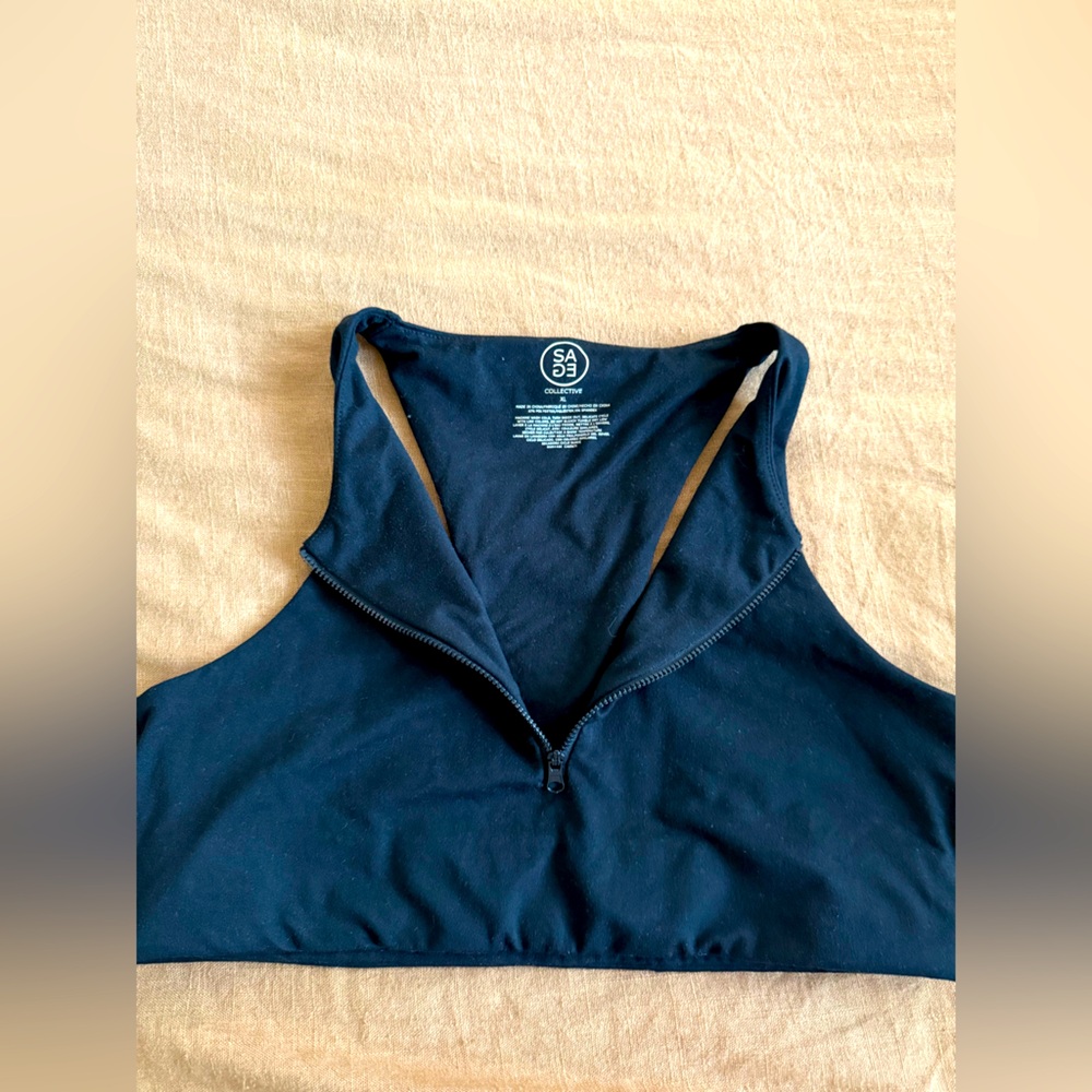 SAGE quarter zip crop top/bra